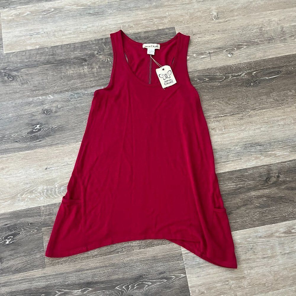 NWT JOHNNY WAS calme knit racerback tunic tank in pink berry size Small